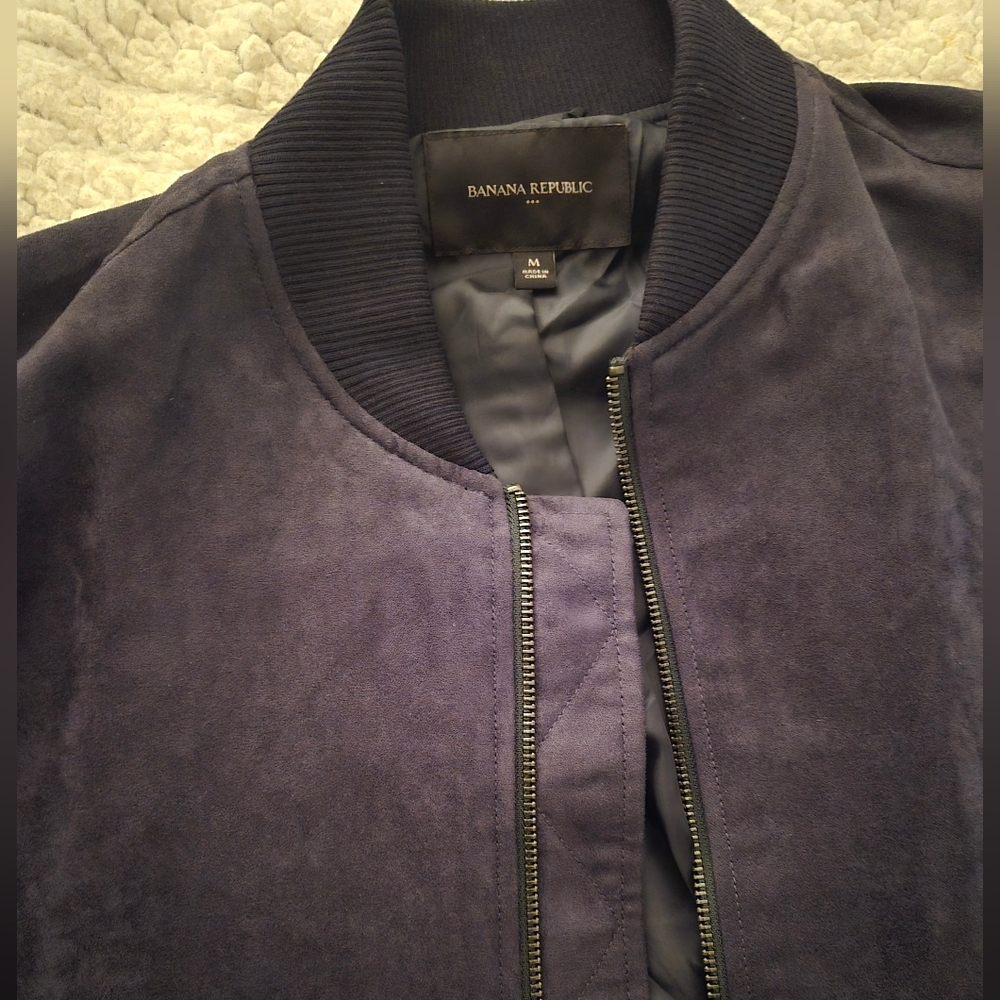 Men's NAVY BLUE Suede Bomber Jacket